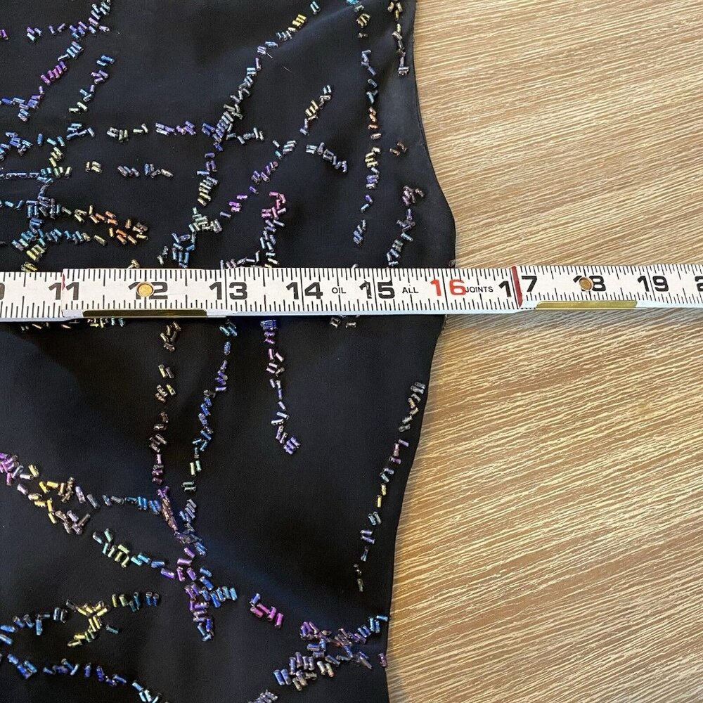 Rue De La Paix Dress Women's Black Sz 30 M Rainbow Beaded Asymmetrical Hem Fairy - Picture 12 of 16